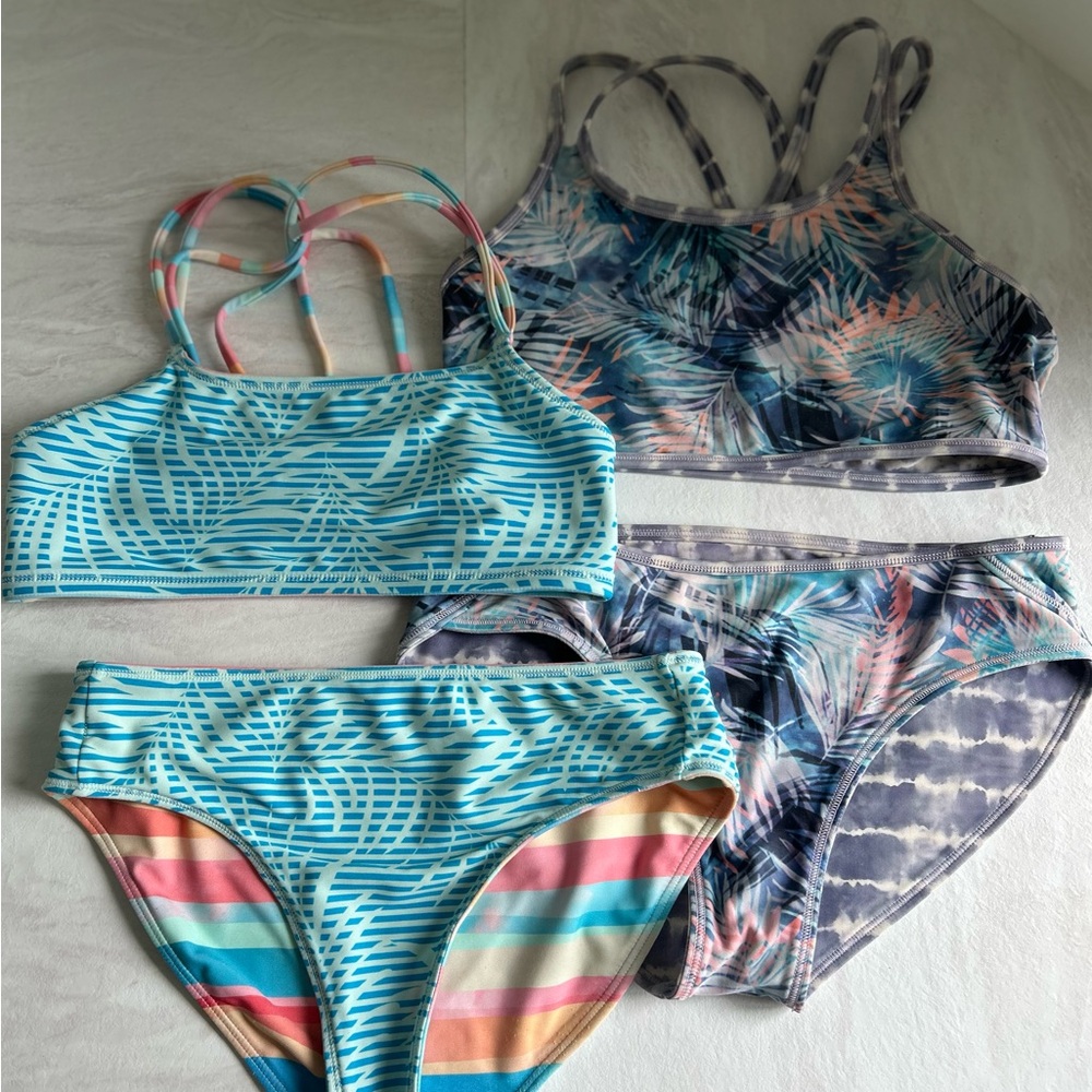 2 sets girls 10/12 athleta swim suits bikini 2 piece